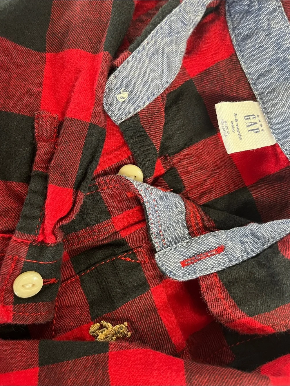 GAP plaid button